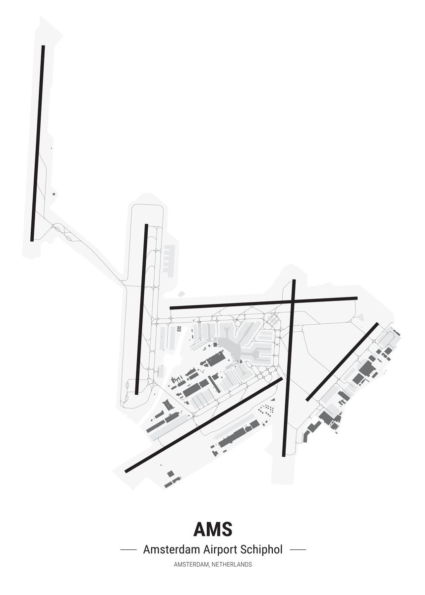 'Amsterdam Airport Map' Poster, picture, metal print, paint by ...