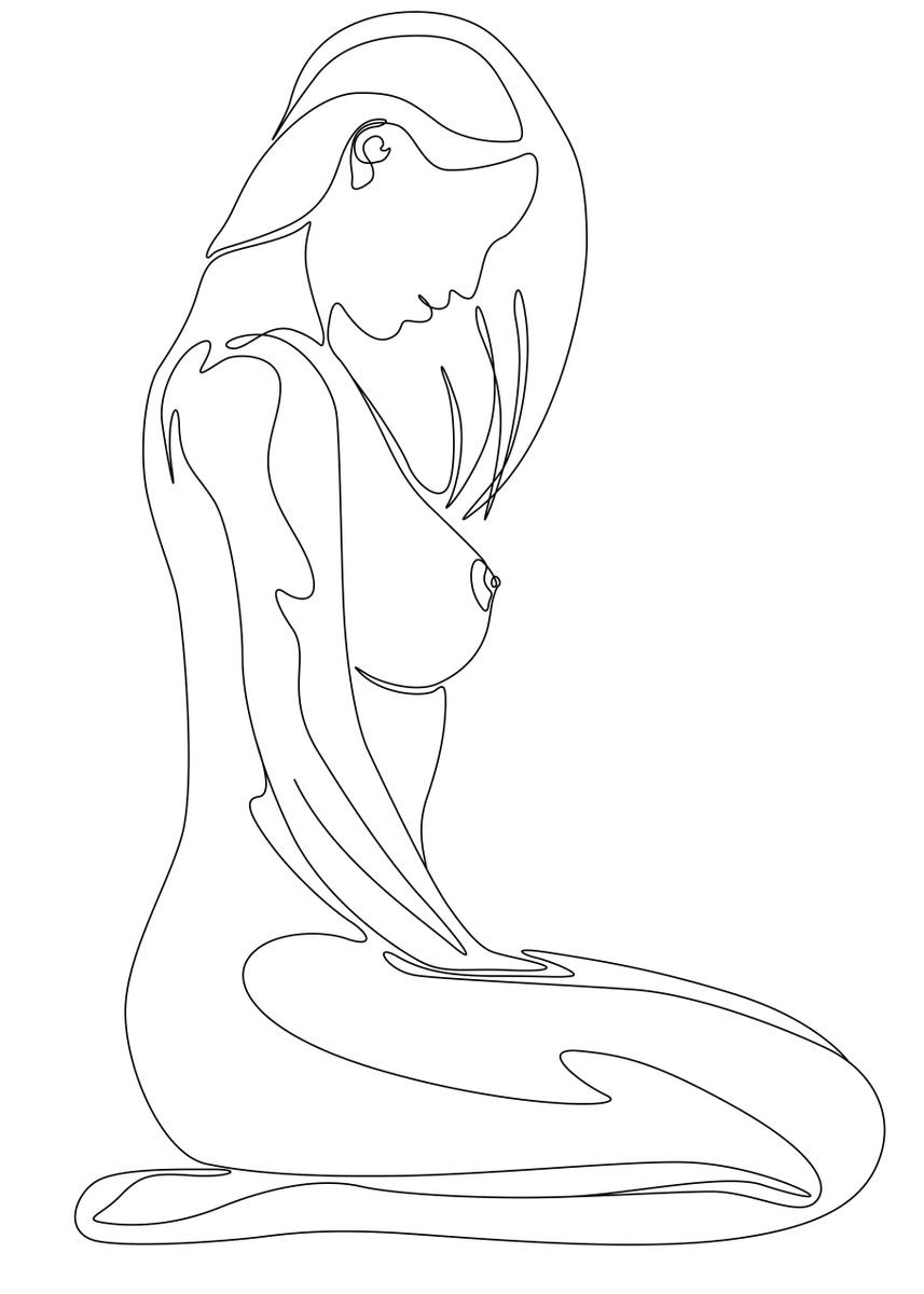 Nude Woman Line Art Print Fine Line Body Poster Female Etsy My Xxx