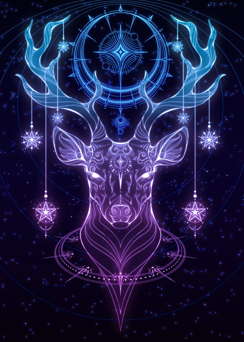 'Amethyst Celestial Stag' Poster, picture, metal print, paint by ...