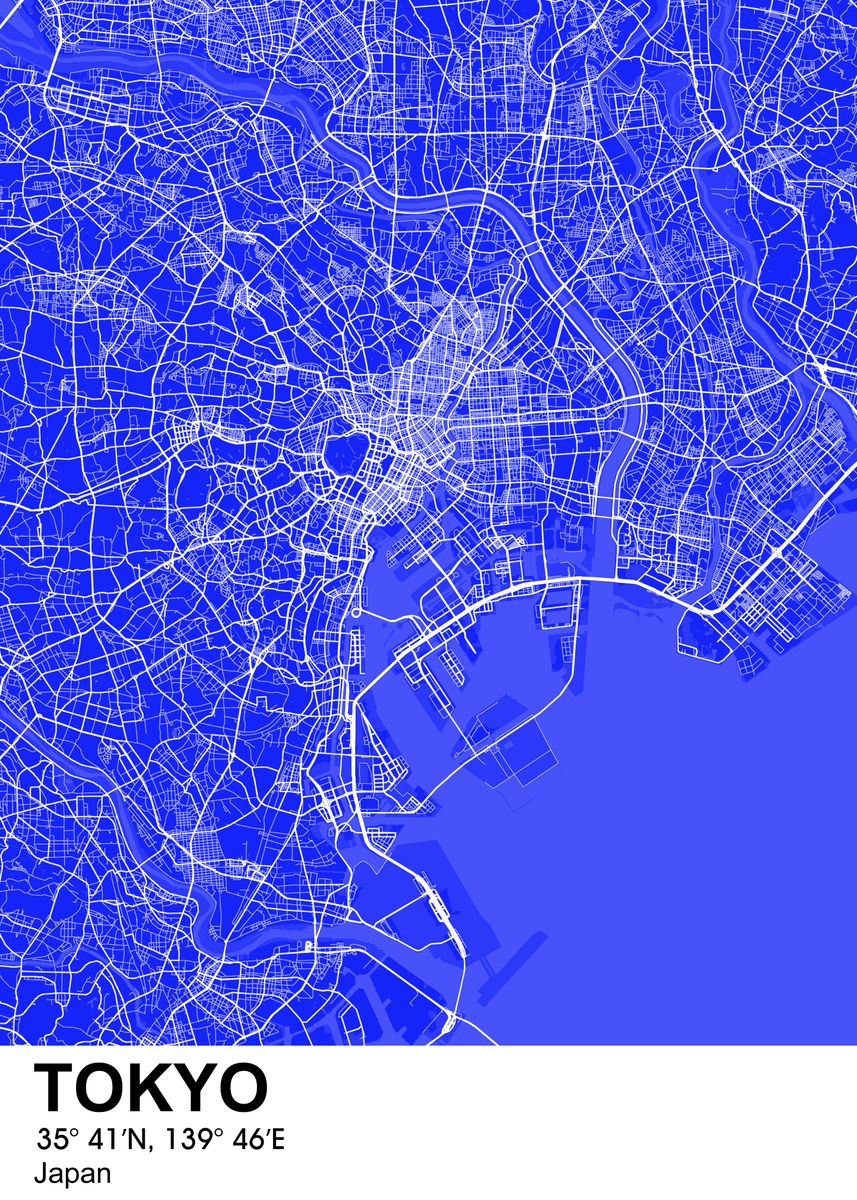 'tokyo color city map' Poster, picture, metal print, paint by Project X ...