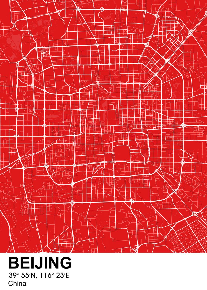 'beijing color city map' Poster, picture, metal print, paint by Project ...