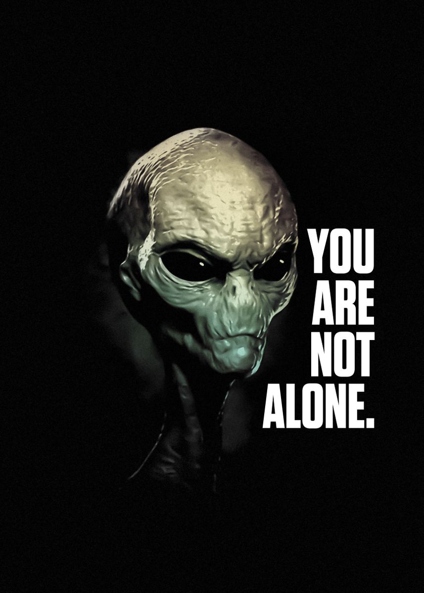 'Motivation UFO Alien Quote' Poster, picture, metal print, paint by