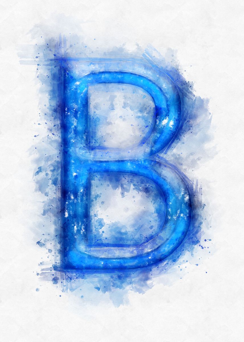 'B Letter Watercolor' Poster, Picture, Metal Print, Paint By The Bright ...