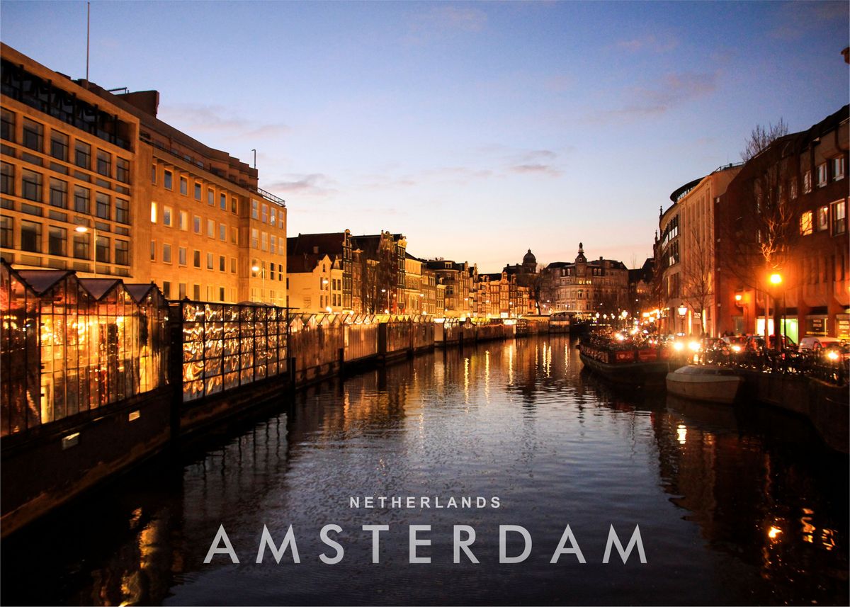 'Amsterdam night view' Poster by Ez Photography | Displate