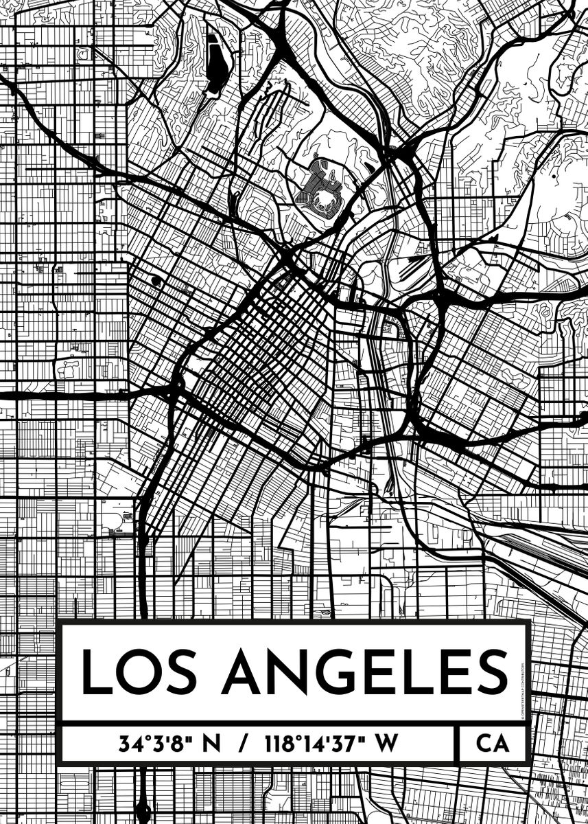 'Los Angeles City Map' Poster by ViaMapia | Displate