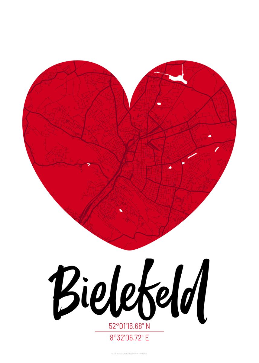 'Bielefeld City Map Design' Poster, Picture, Metal Print, Paint By ...