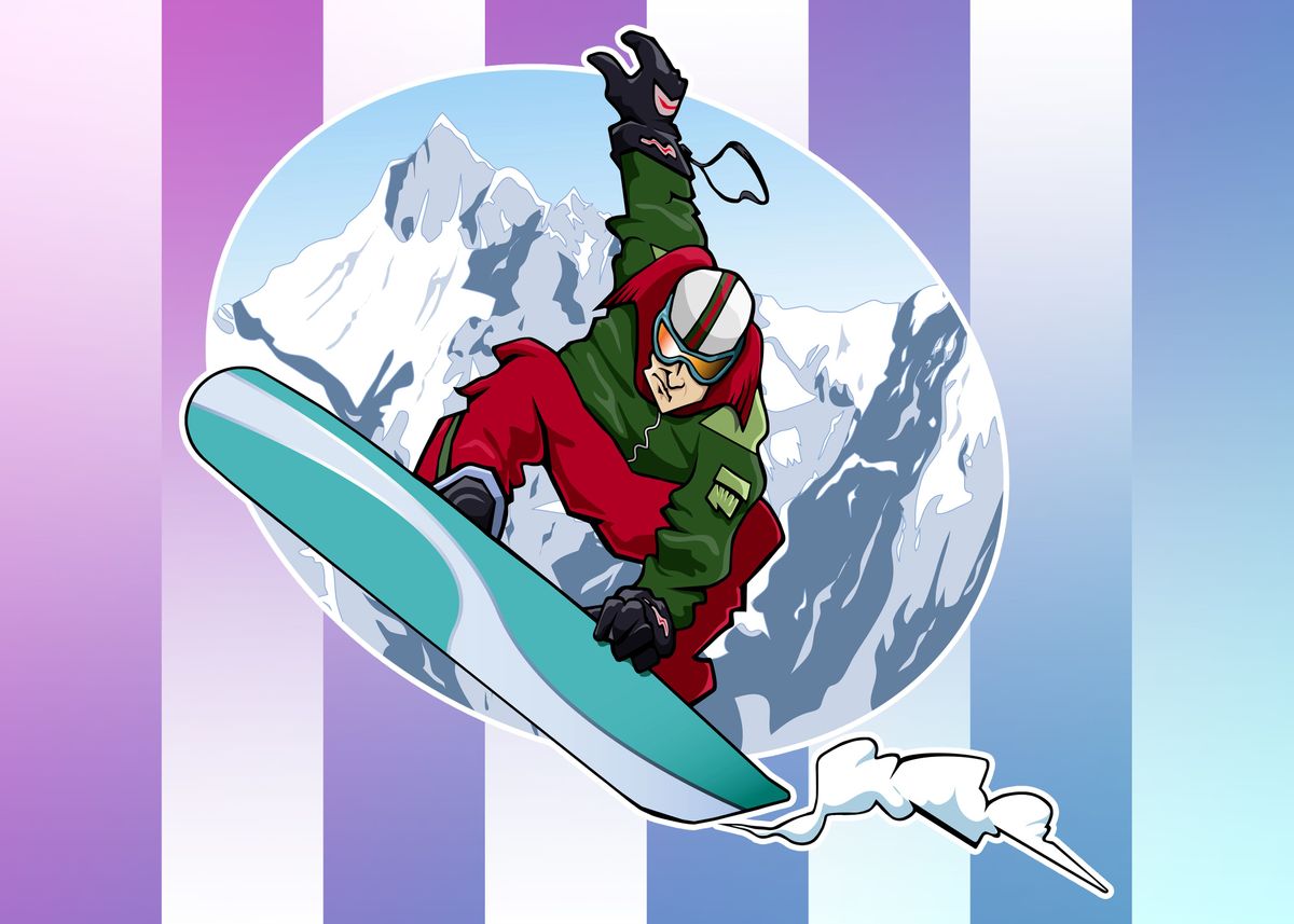 'Snowboarding grab' Poster by William Rossin Displate