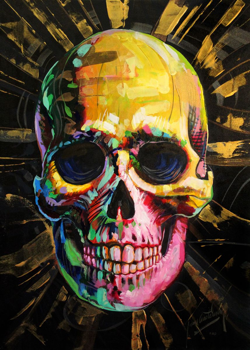 Skull deco black' Poster, picture, metal print, paint by Juan