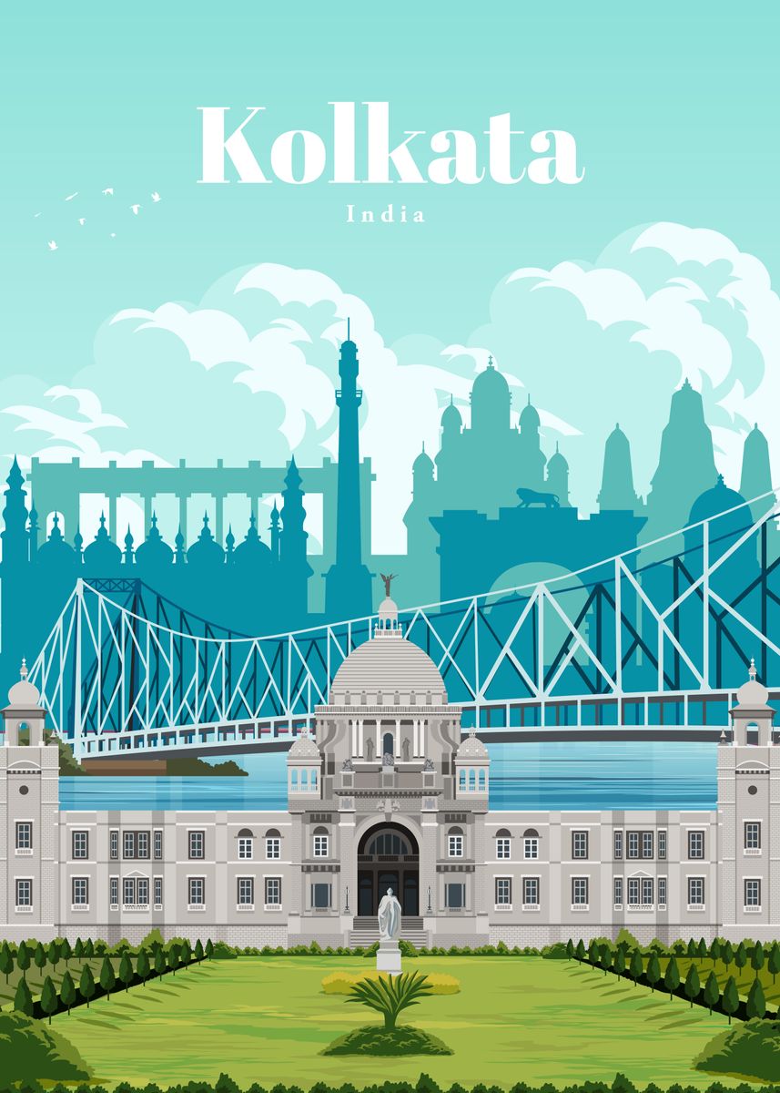 'Travel to Kolkata' Poster, picture, metal print, paint by Studio 324