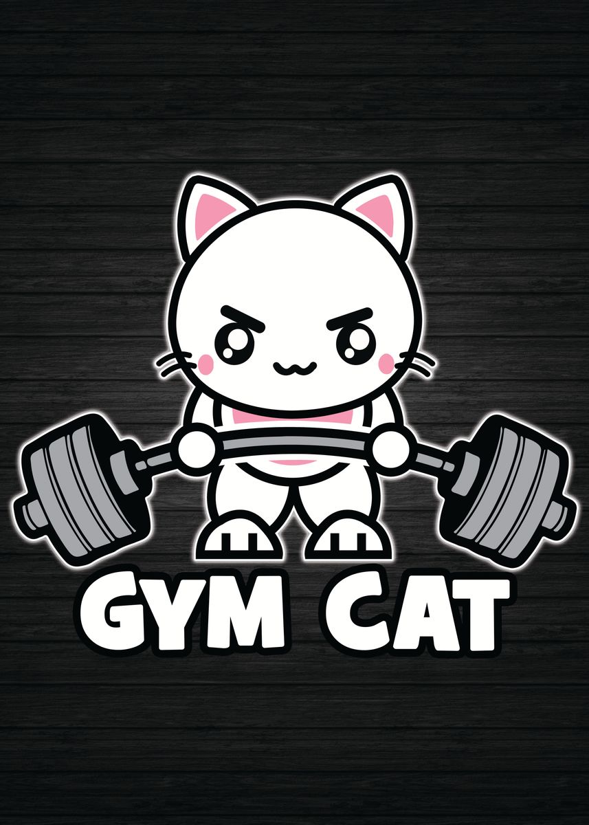 'Gym Cat Cartoon' Poster by CHAN | Displate