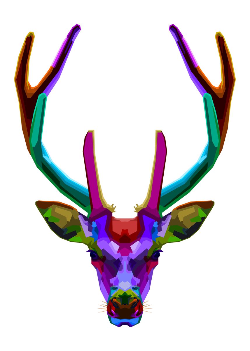 'deer head ' Poster, picture, metal print, paint by peri priatna | Displate