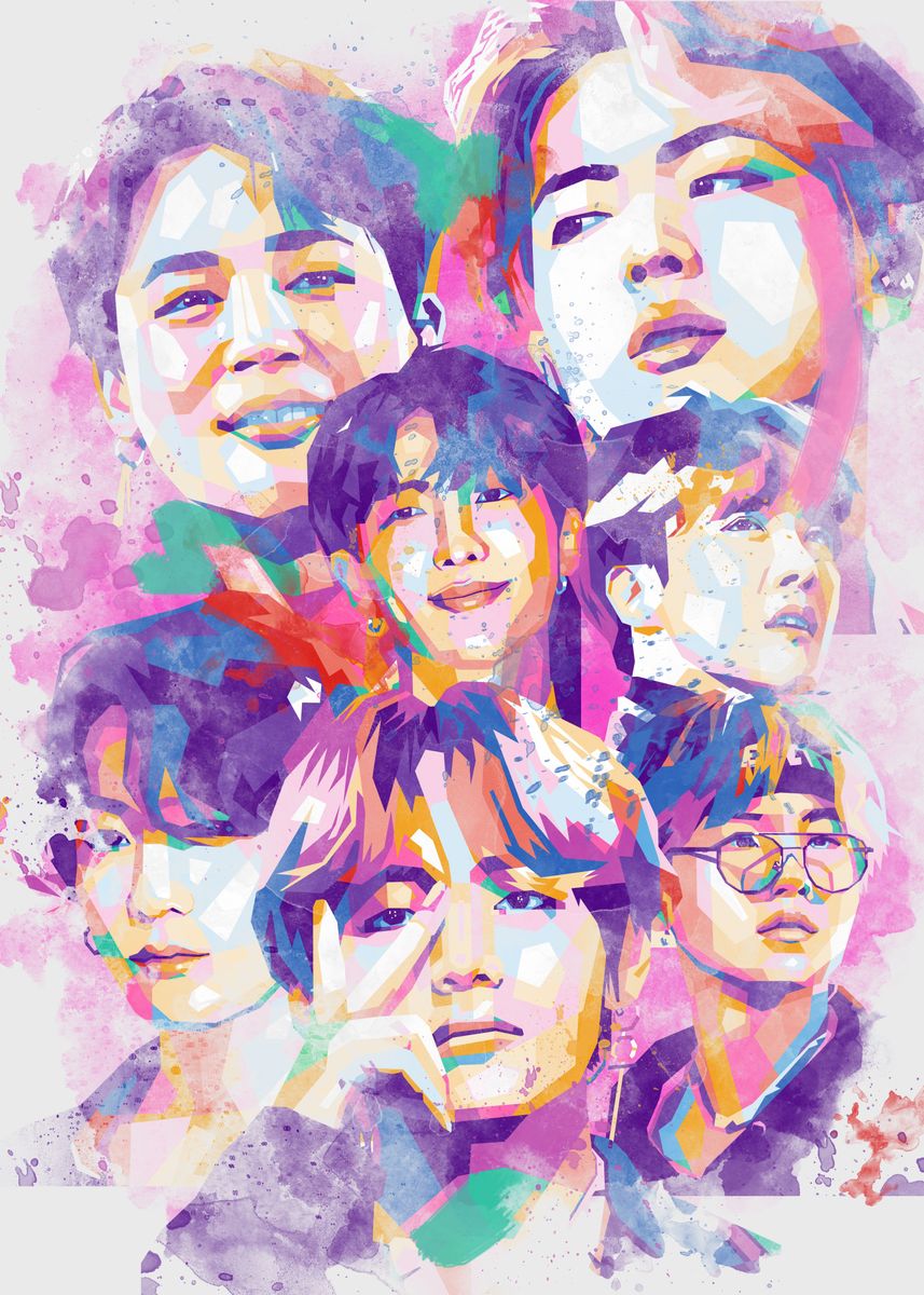 'BTS member' Poster, picture, metal print, paint by Andrian Novaldi ...