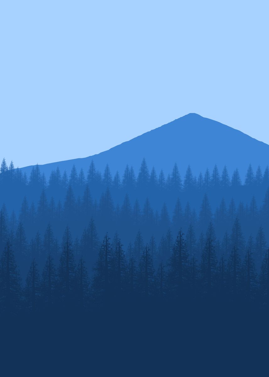 'FLAT LANDSCAPE MOUNTAIN' Poster by Exhozt | Displate