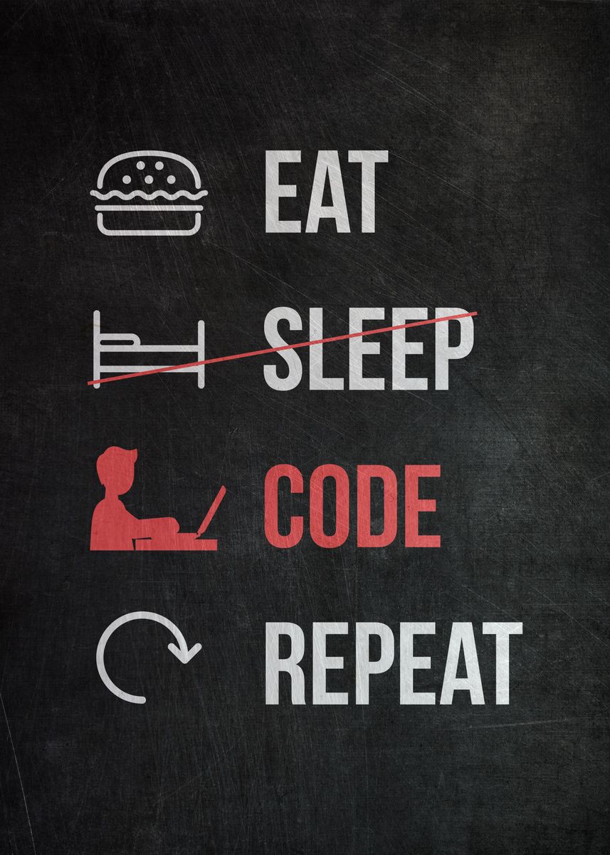 'Eat Sleep Code Repeat' Poster by PosterWorld | Displate