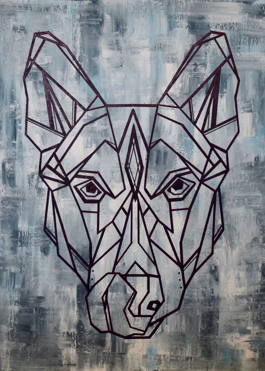 'Geometric Husky' Poster, picture, metal print, paint by ...