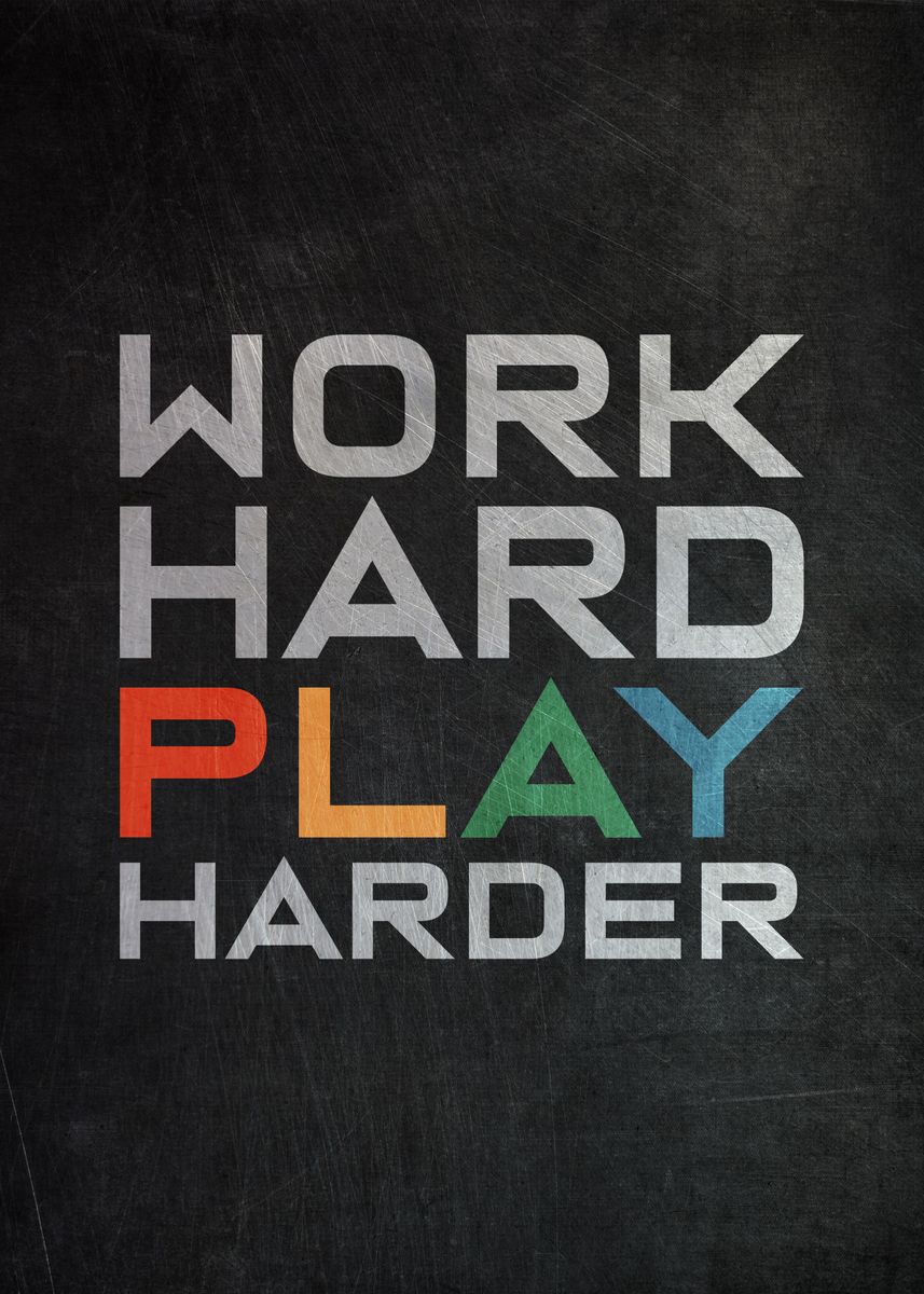 Video Games Work Hard Play Harder Gamer Poster