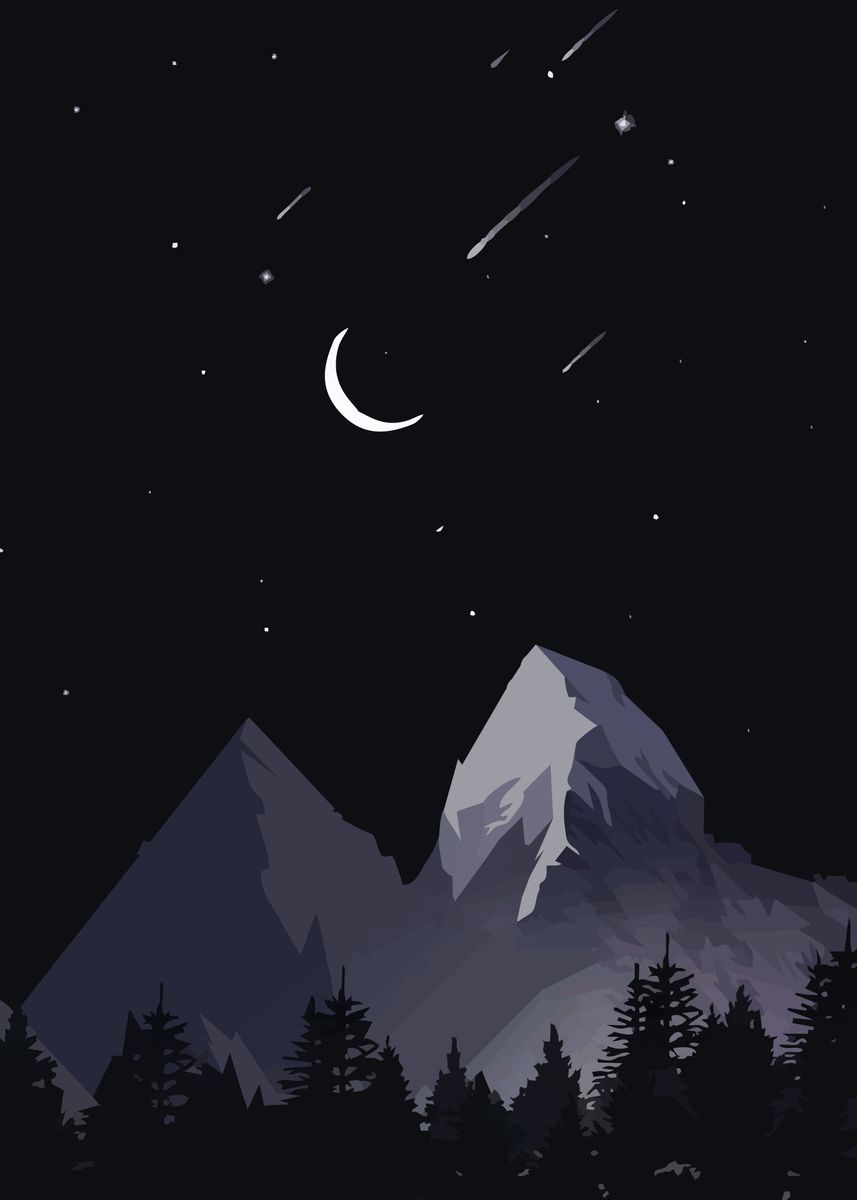 'Night Mountain' Poster by WPAP 46 | Displate