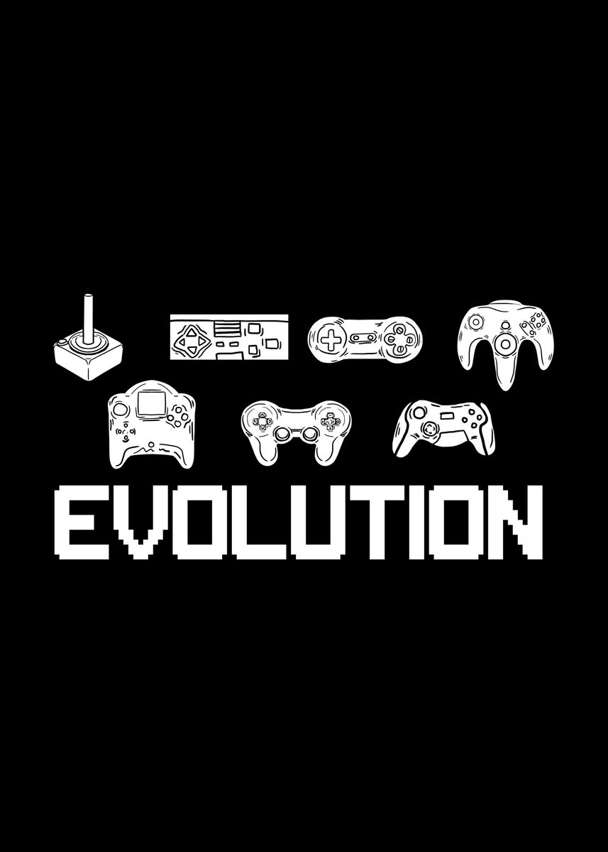 'Game Controller Evolution' Poster, picture, metal print, paint by