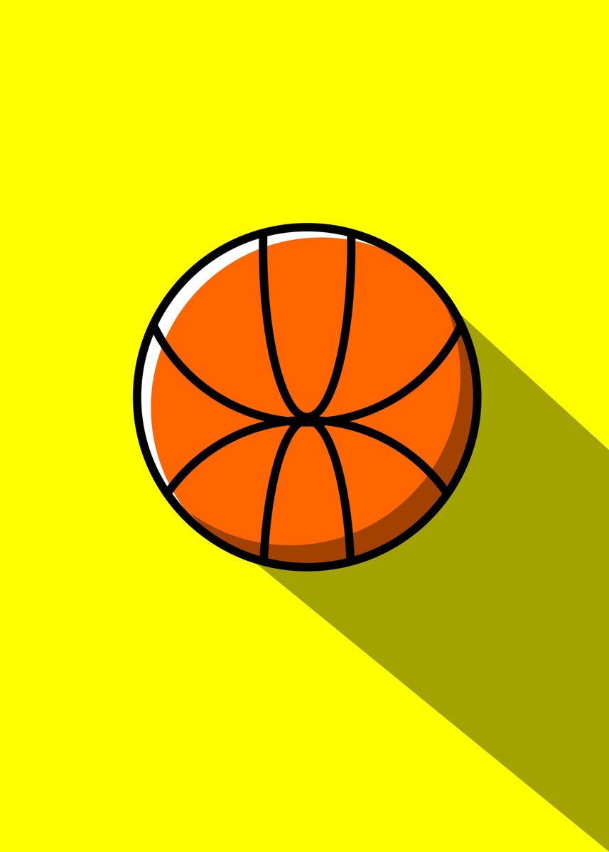 'Basketball Yellow' Poster, picture, metal print, paint by Teddy Cute