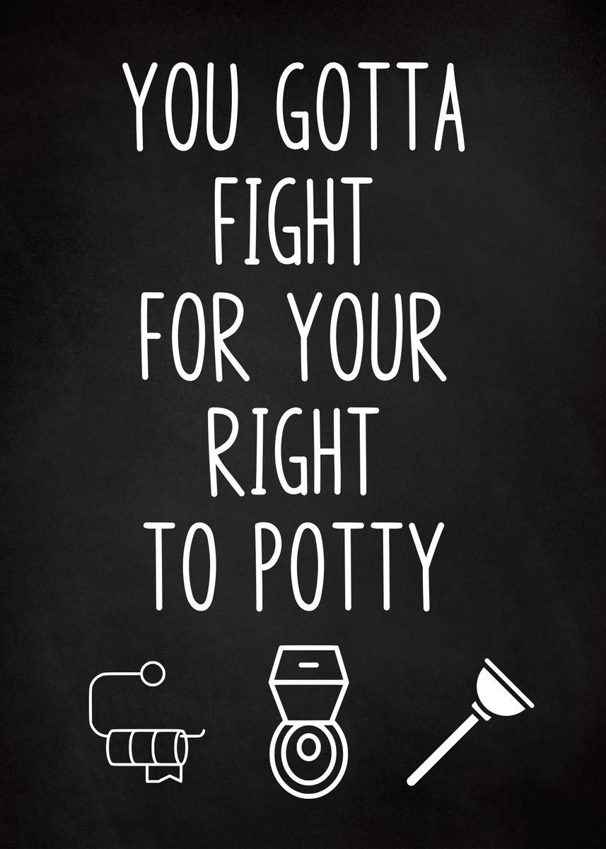 'Funny Bathroom Fight Chalk' Poster, picture, metal print, paint by