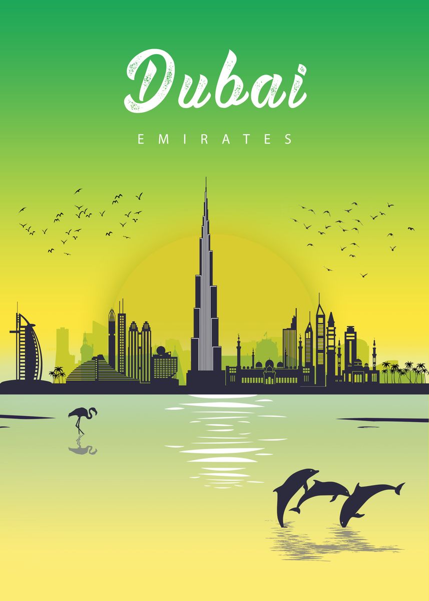 'Dubai skyline' Poster, picture, metal print, paint by Jack | Displate