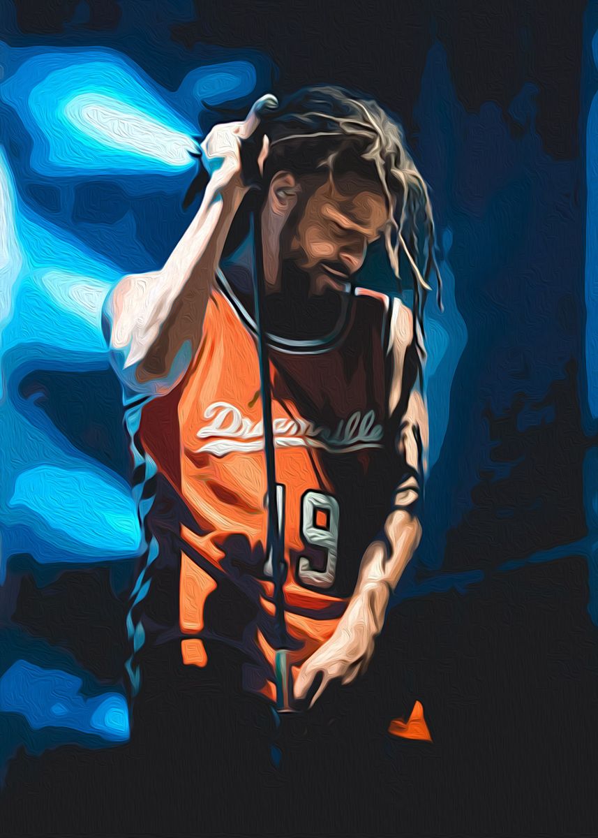 'J Cole Rapper Hip Hop' Poster, picture, metal print, paint by XmeShop ...