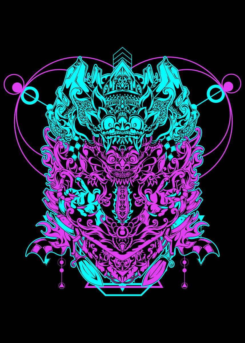 'Barong X Randa' Poster, picture, metal print, paint by Atrians Studio ...