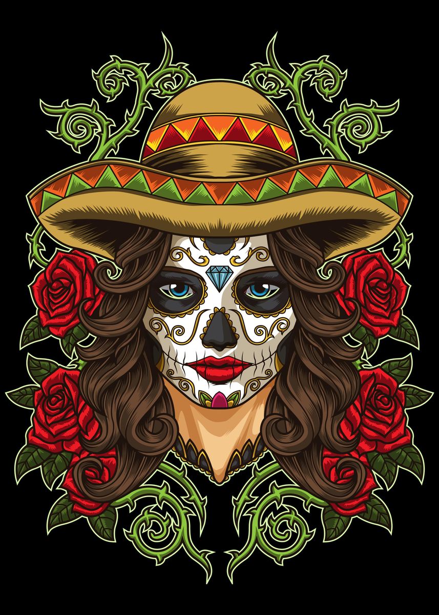 &lsquo;La Calavera Catrina&rsquo; Poster, picture, metal print, paint by Anziehend