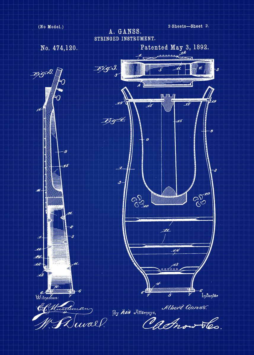 '1892 Stringed Instruments' Poster, picture, metal print, paint by Neo ...