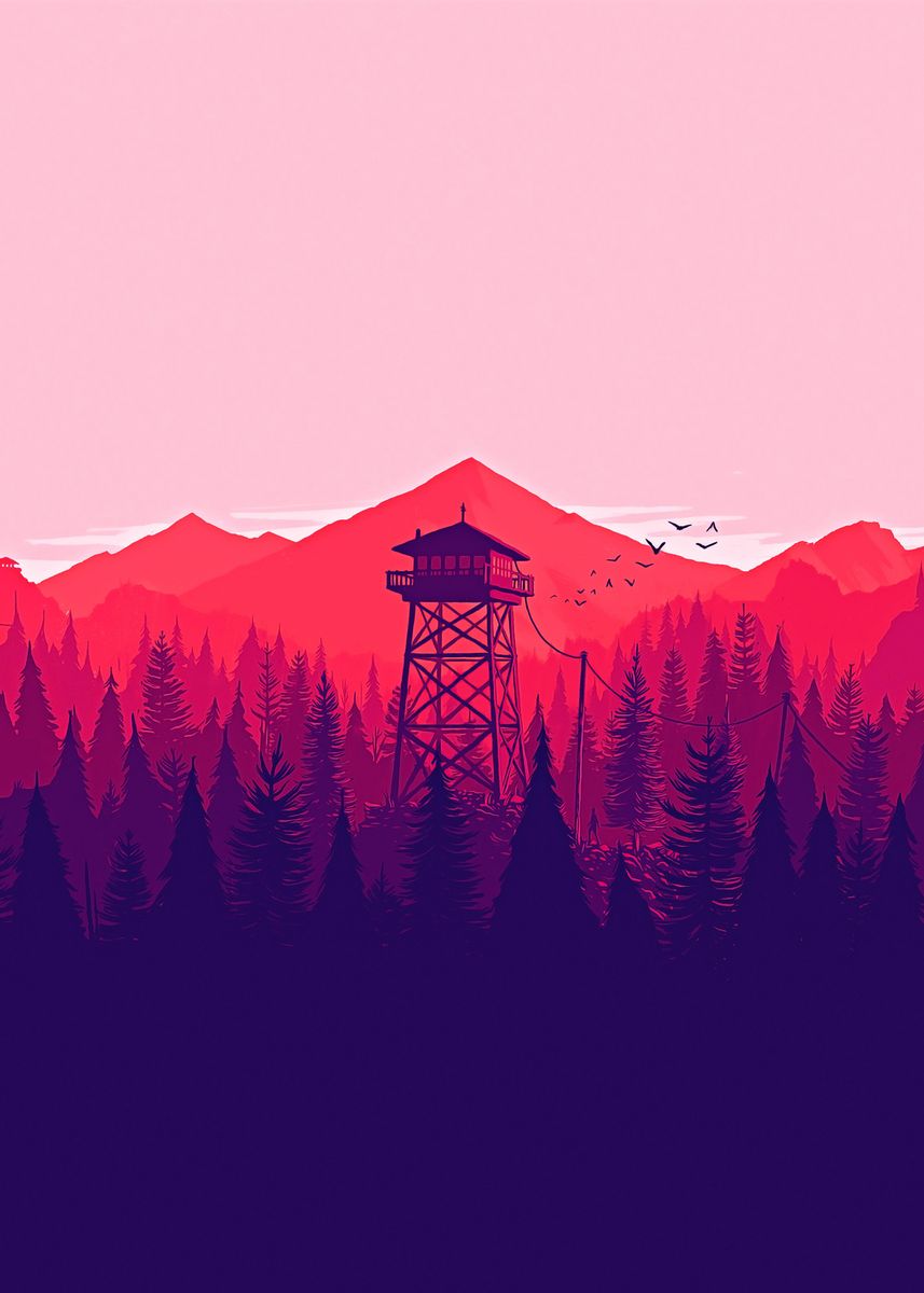 'Firewatch' Poster, picture, metal print, paint by Kunyah | Displate