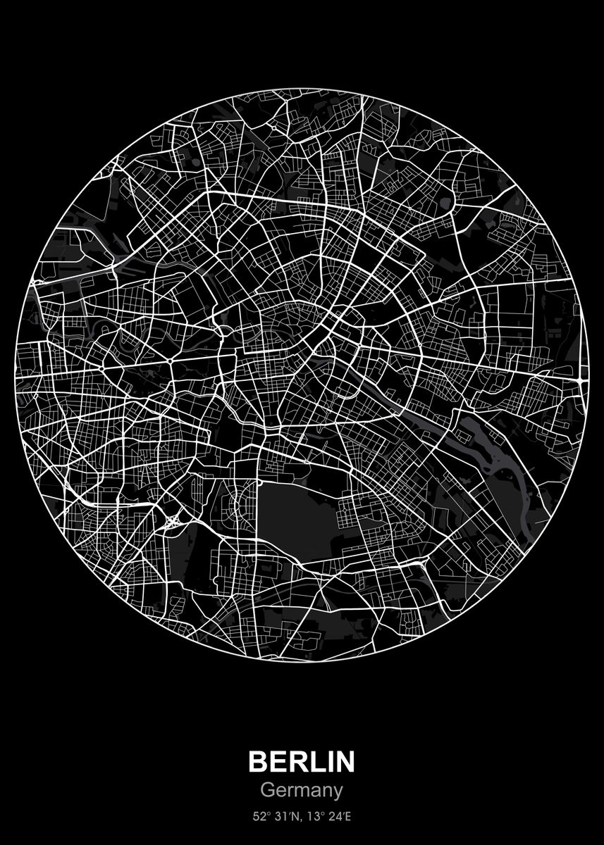 'berlin circle map black' Poster by Project X | Displate