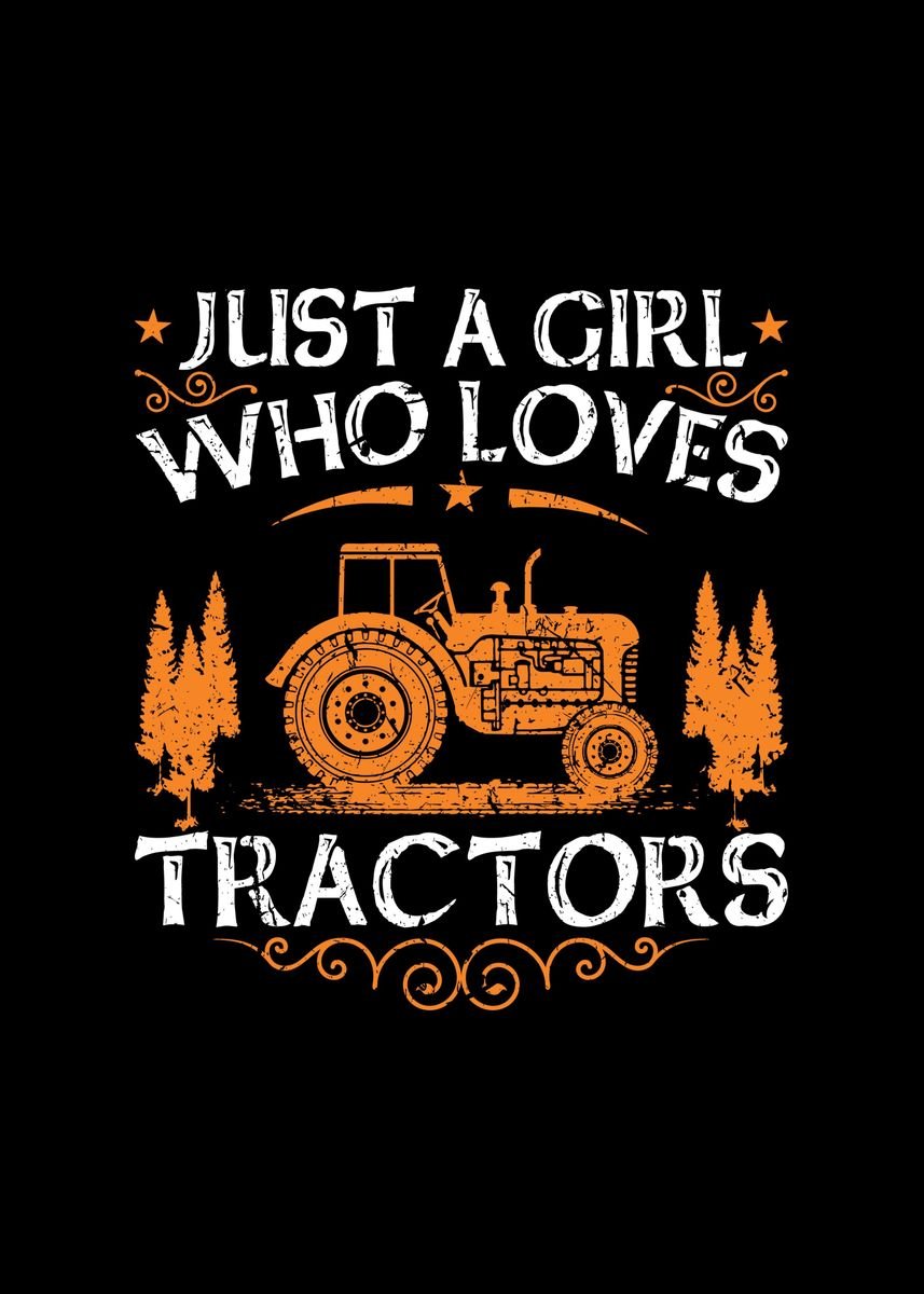 'Girl Who Loves Tractors' Poster, picture, metal print, paint by ...