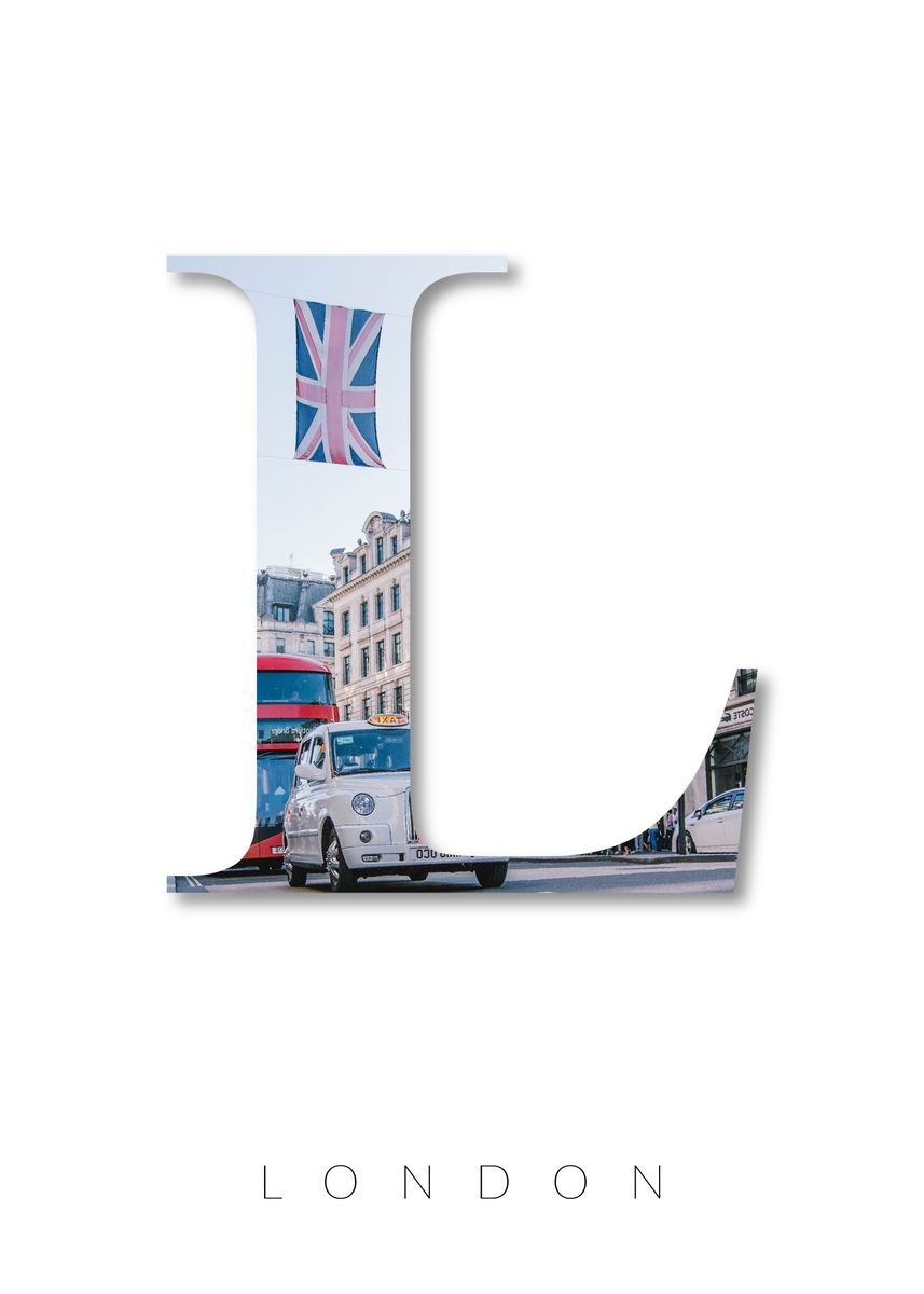 'Alphabet Letter L London' Poster, picture, metal print, paint by ...