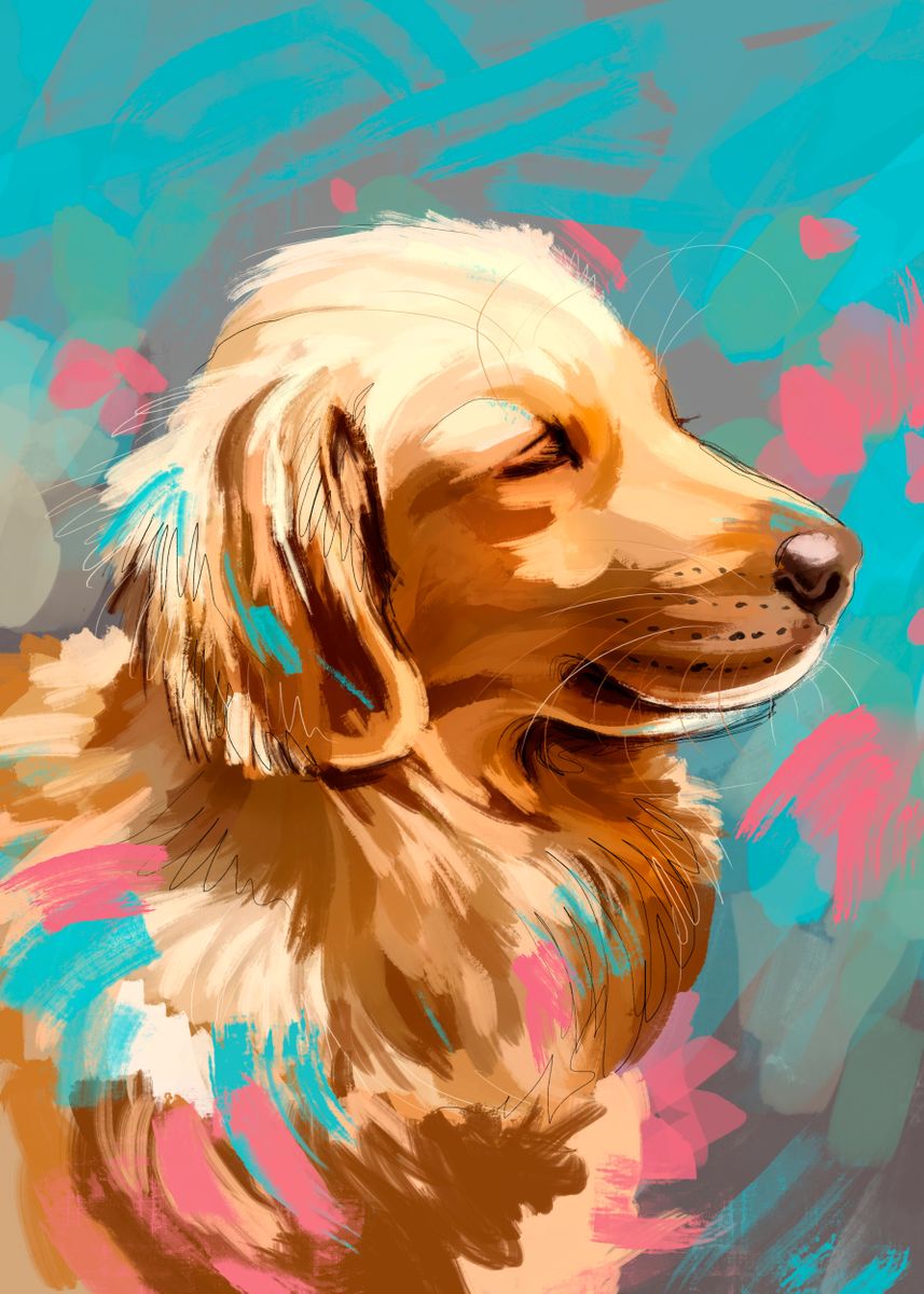 'Golden Retriever Oil Art' Poster by Cristalwolf  | Displate