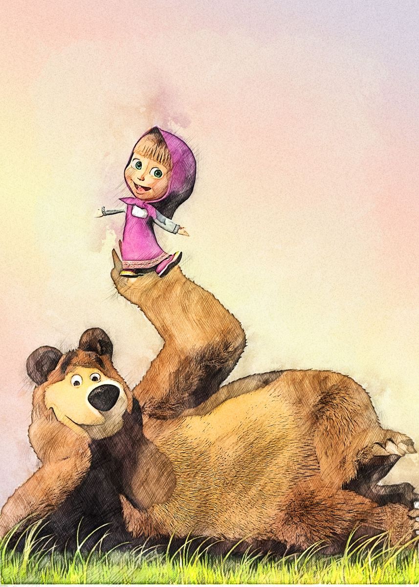 Masha And The Bear Poster By Sophie Guildawn Displate