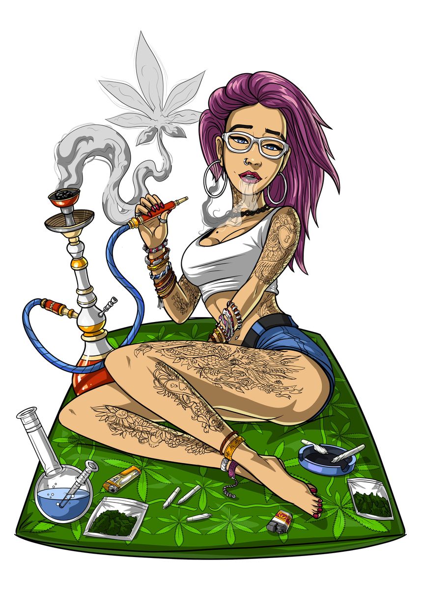 Hippie Stoner Smoking Weed' Poster by Psychonautica | Displate