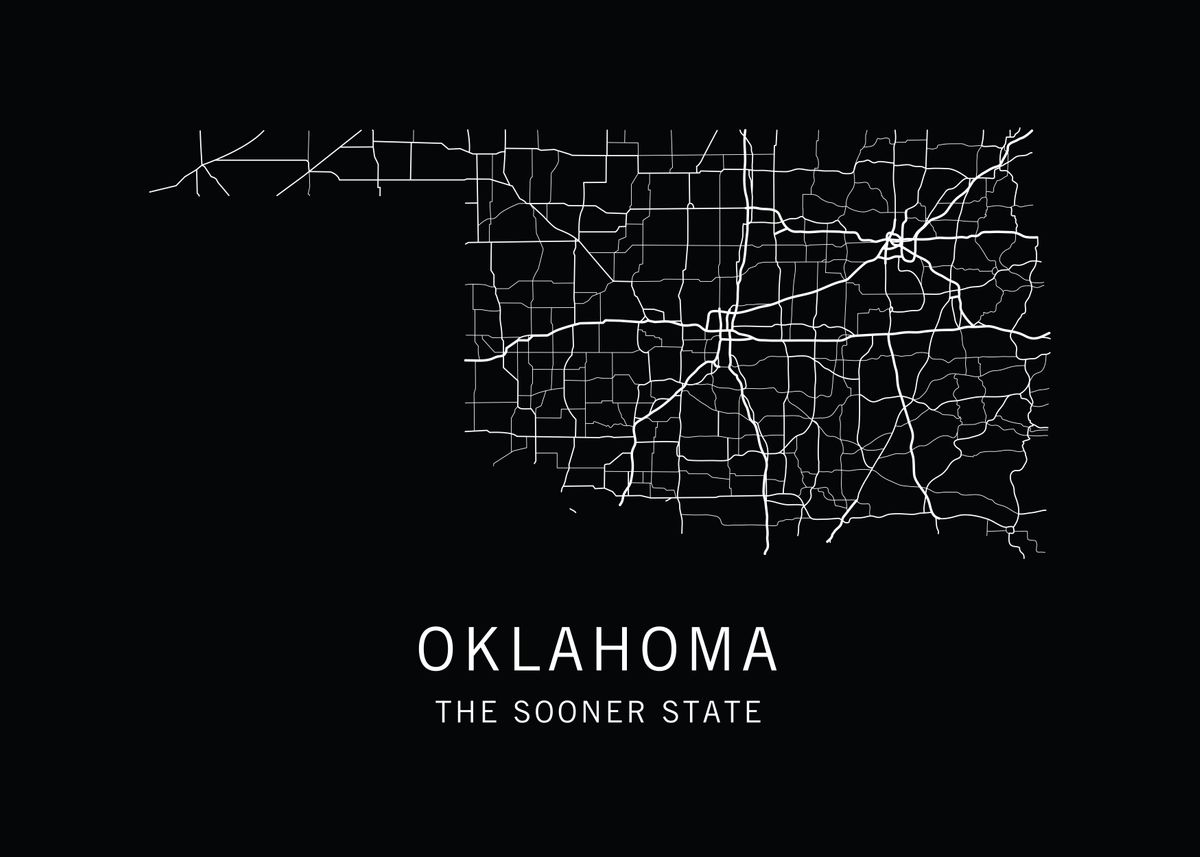 'Oklahoma State Road Map' Poster by Clark Street Press Displate