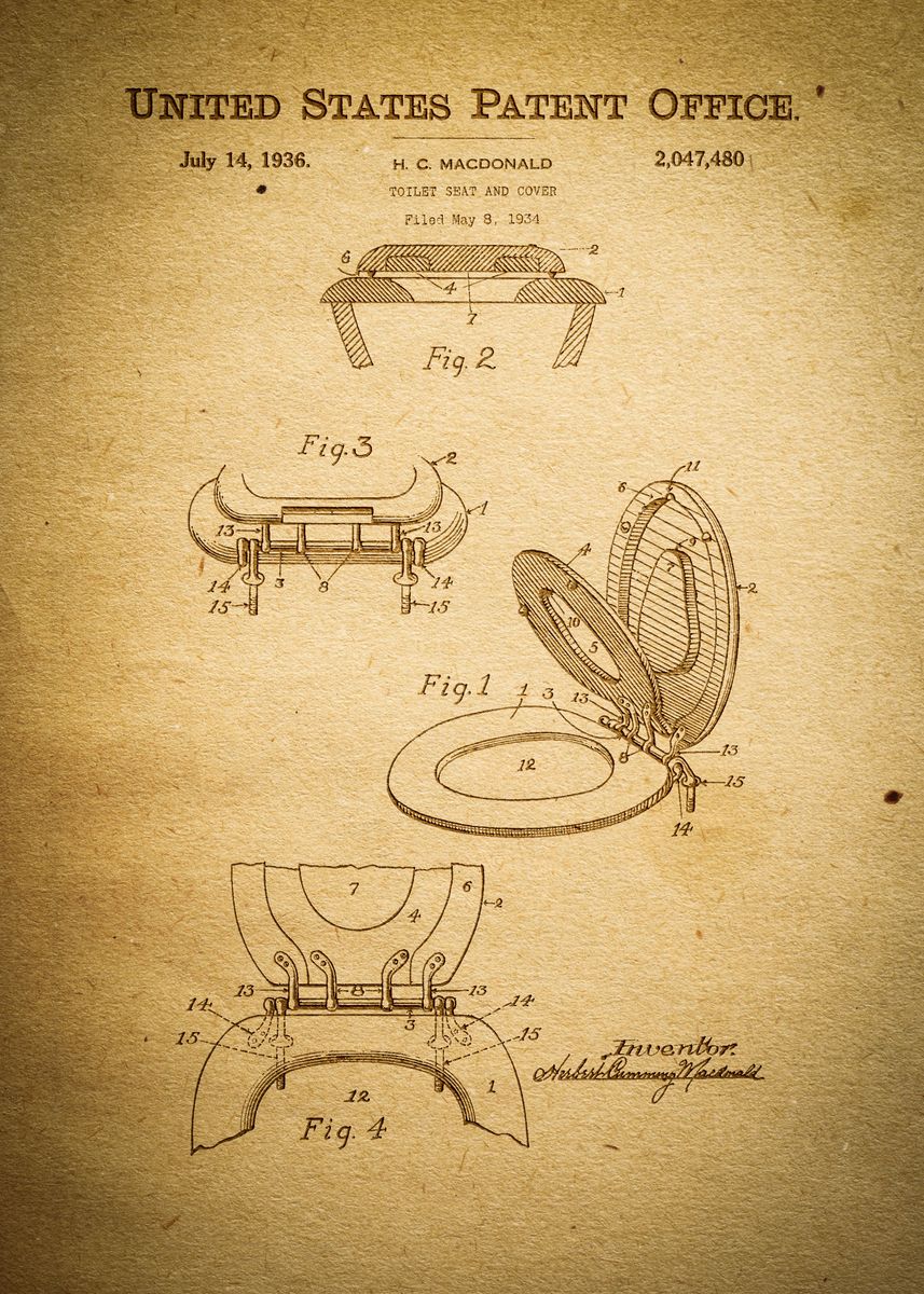 'Toilet Seat Patent' Poster by Hawk Displate