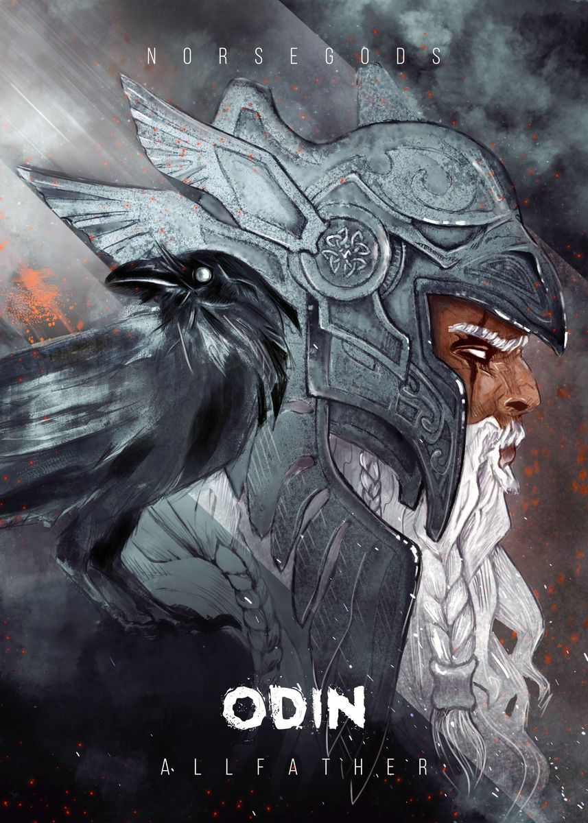 'Odin' Poster, picture, metal print, paint by ikaruna | Displate