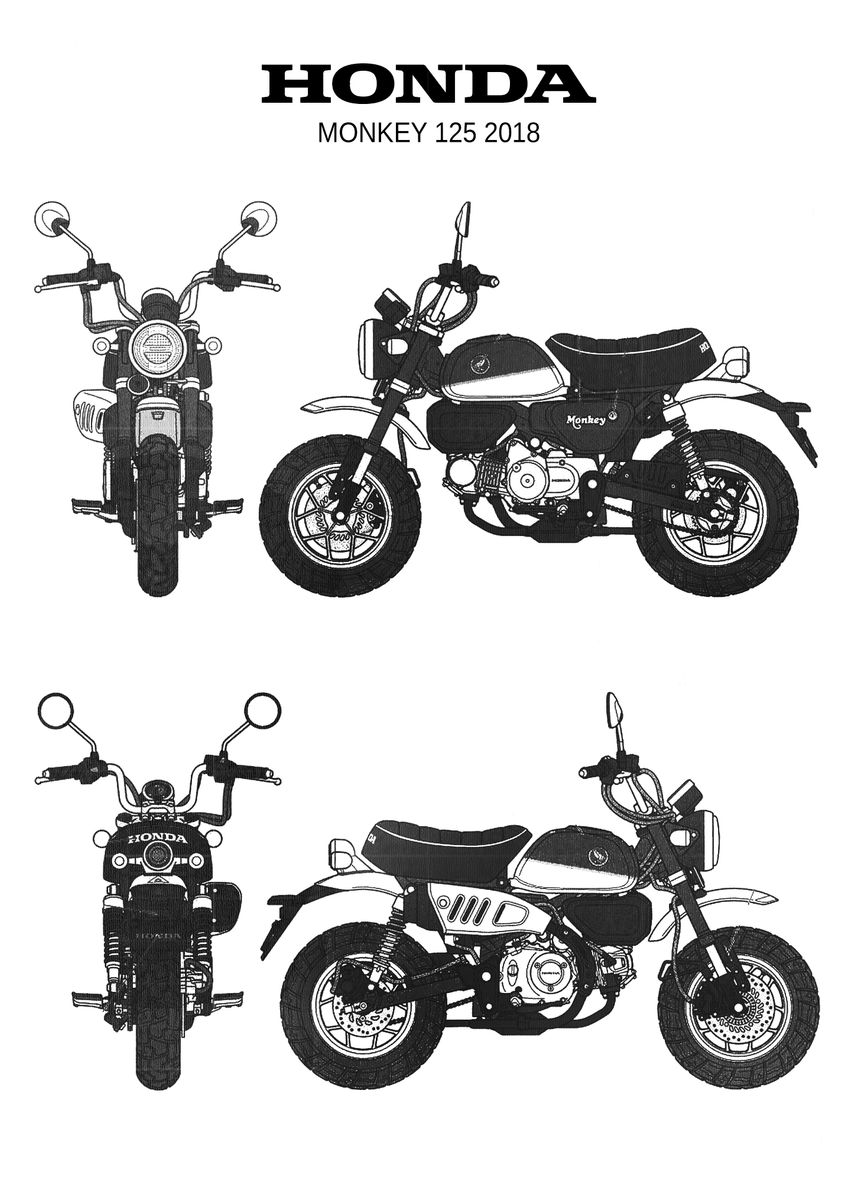 Bnw Honda Monkey 125 2018 Poster By Michael Bruns Plates Displate 