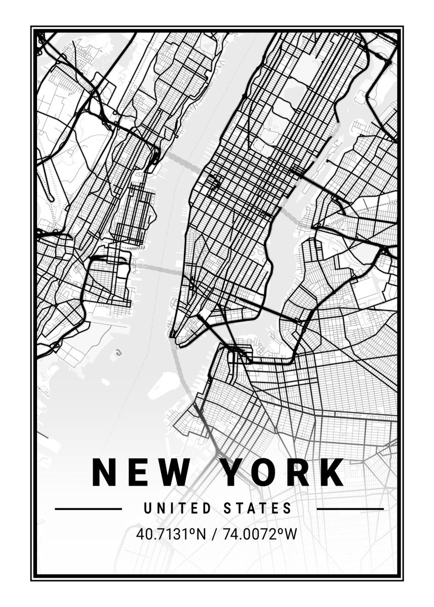 'New York Light Map' Poster by Tien Stencil | Displate