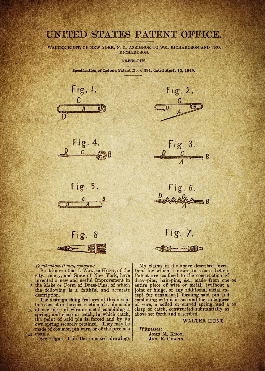 Safety pin deals patent