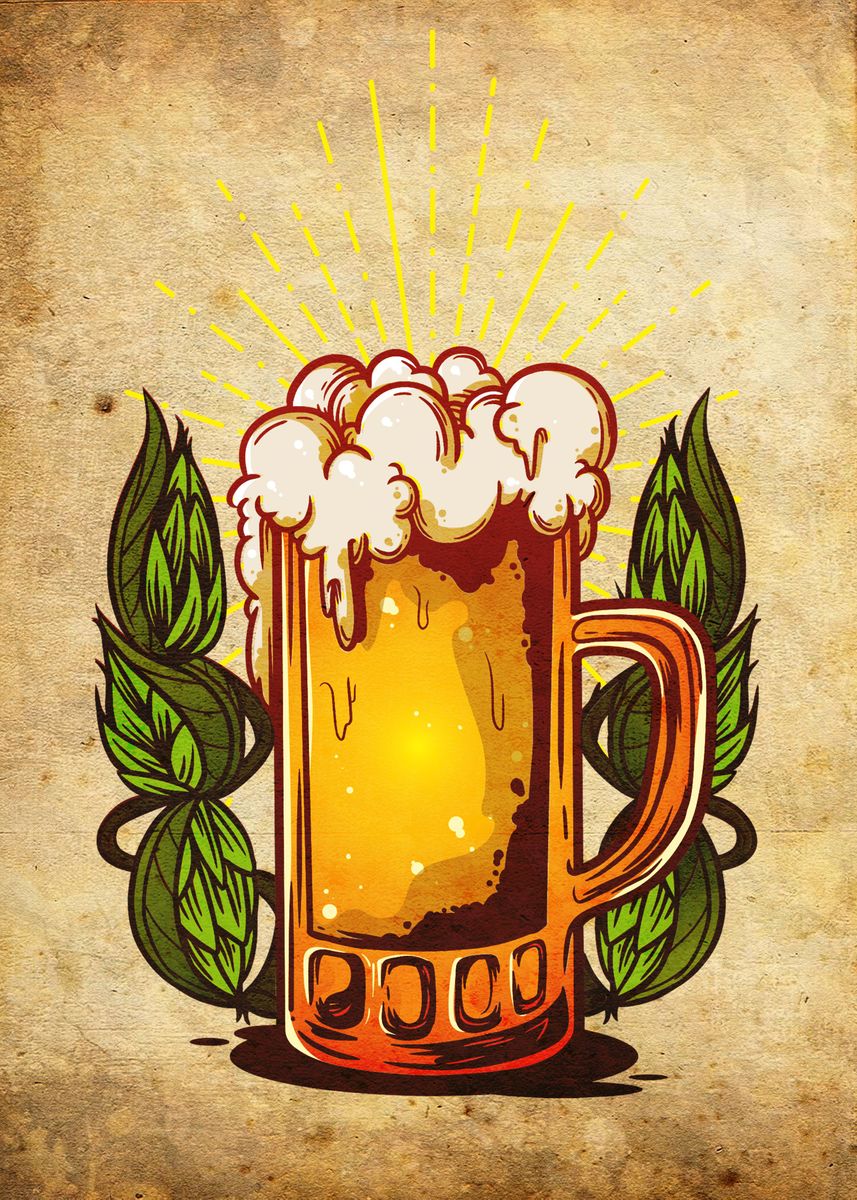 'Vintage Beer Poster Art' Poster, picture, metal print, paint by ...