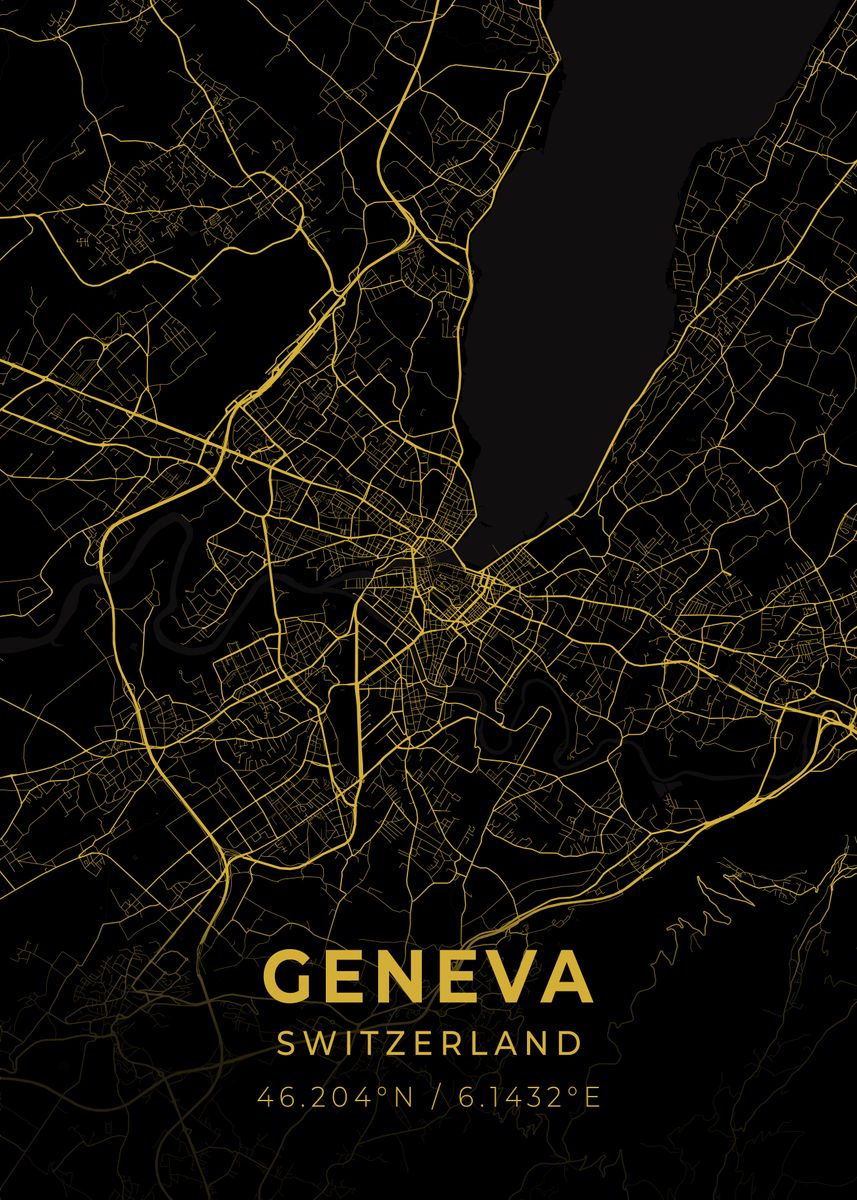 'Geneva Switzerland' Poster, picture, metal print, paint by Conceptual ...