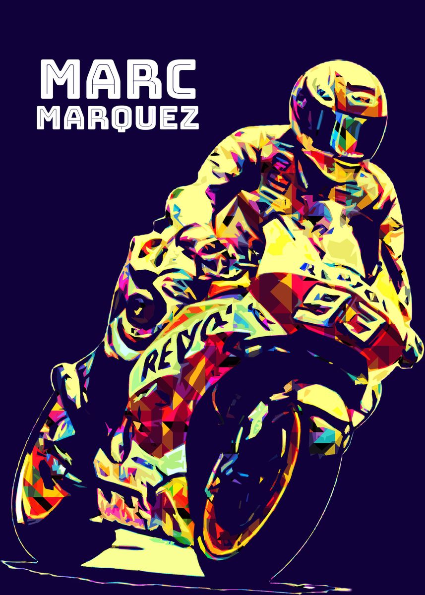 'Marc Marquez Pop Art' Poster, picture, metal print, paint by Roni Aji ...