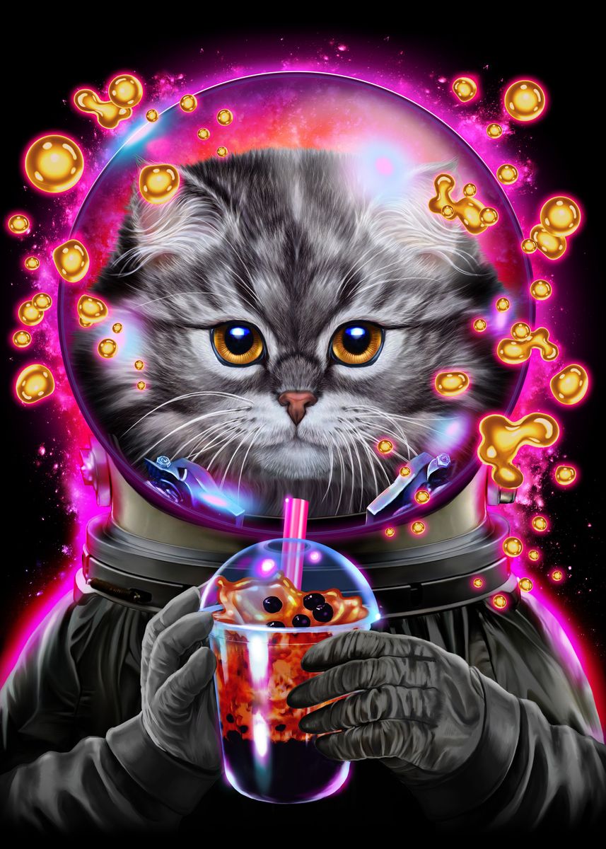 astronaut bubble cat