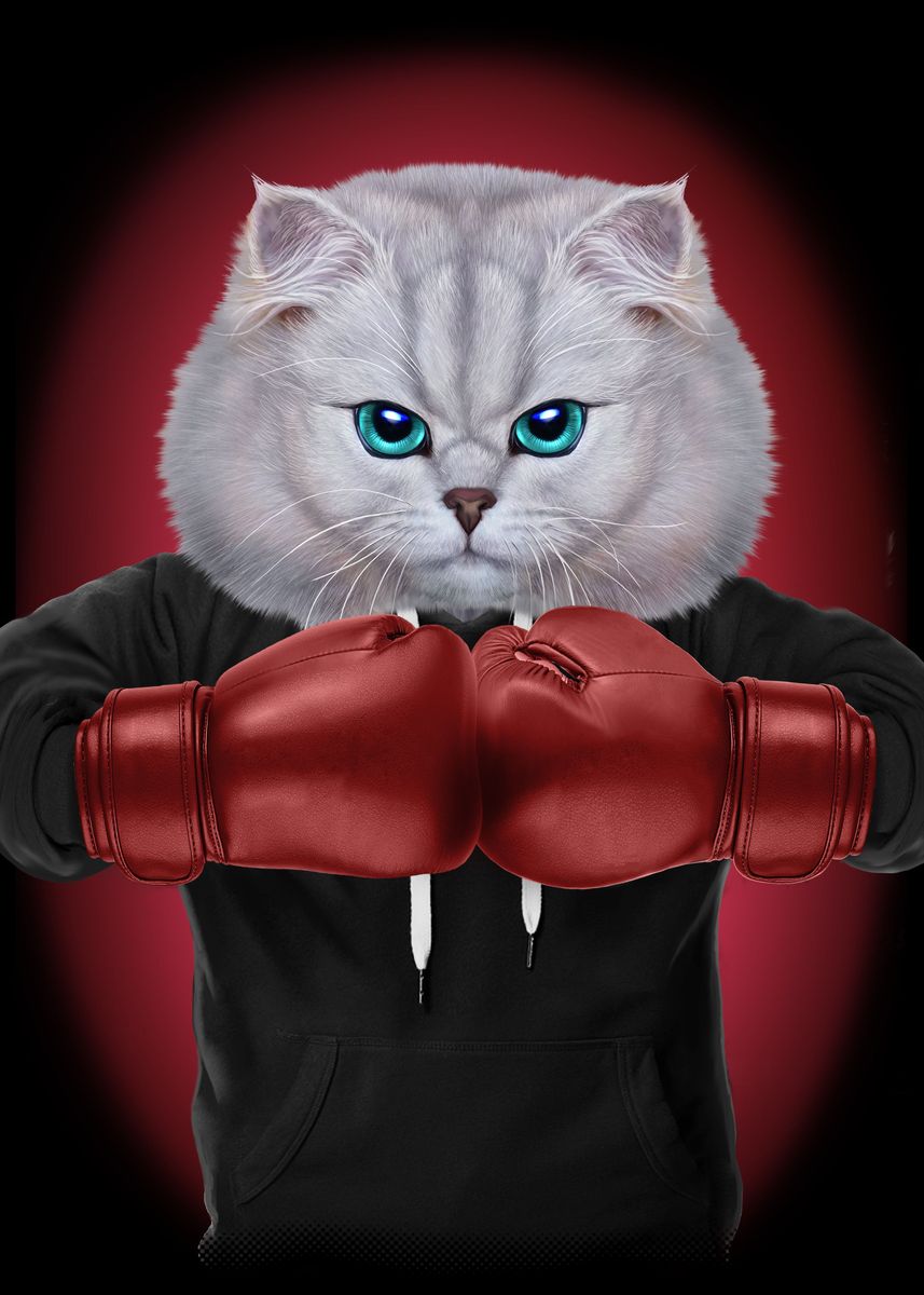 'Boxer Cat Boxing Champion' Poster, picture, metal print, paint by Fox ...