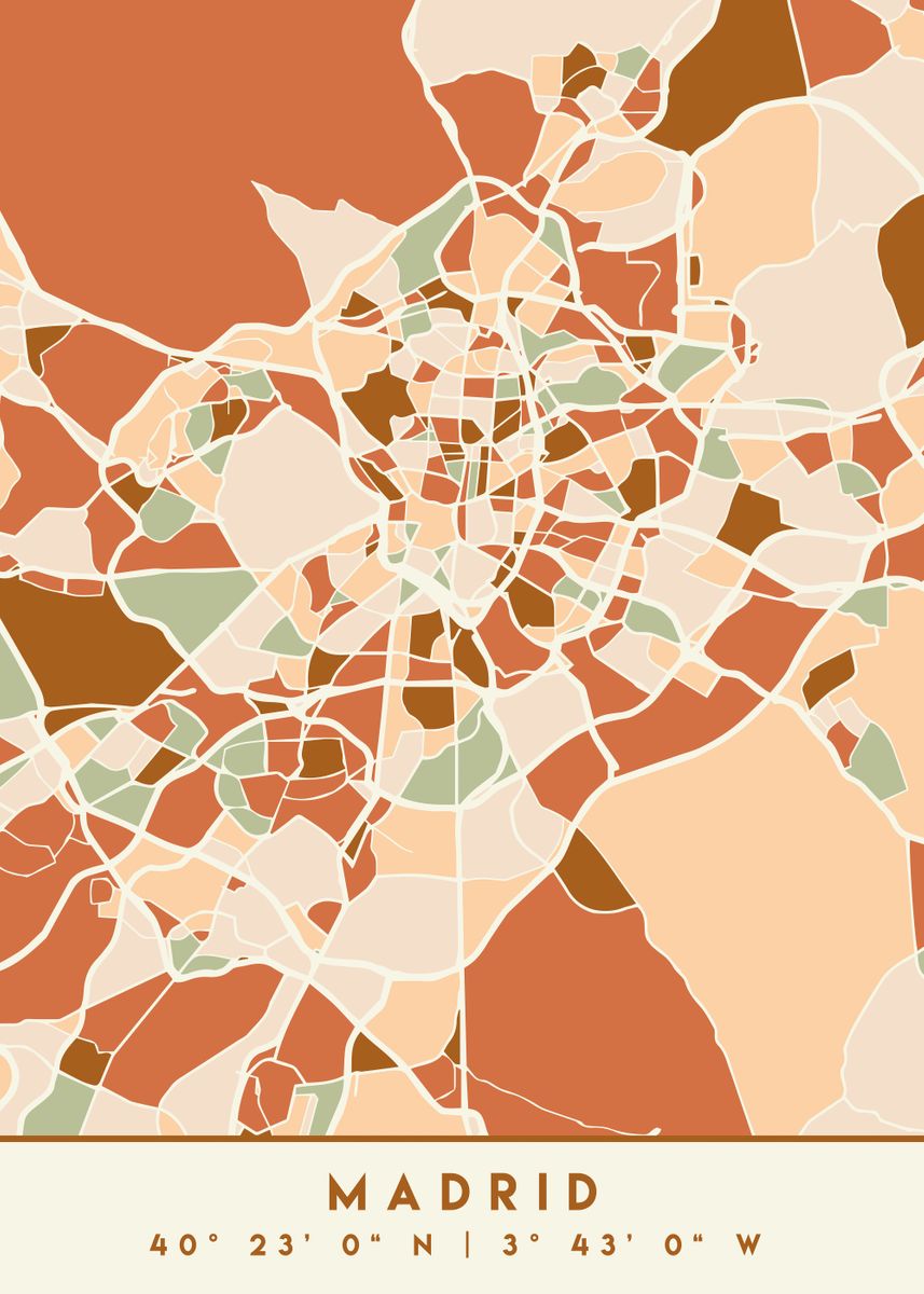 'MADRID SPAIN CITY MAP' Poster by Emiliano Deificus Displate