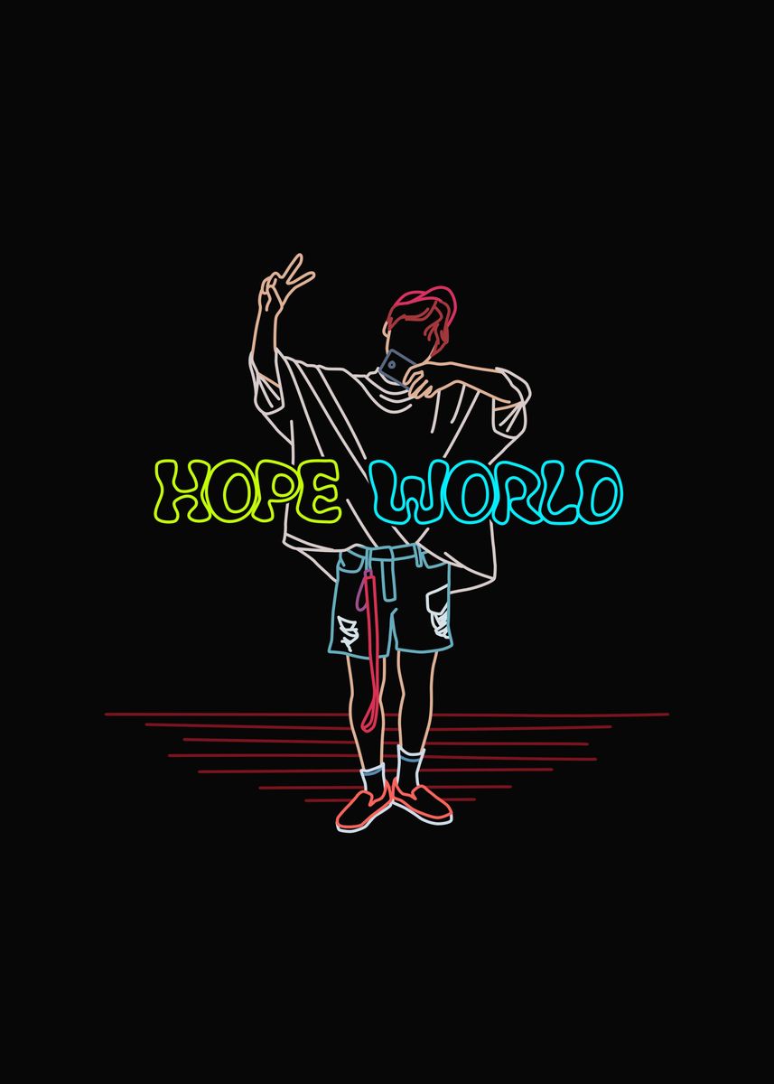 Bts Jhope World Line Art Poster By Swastika Larasati Displate