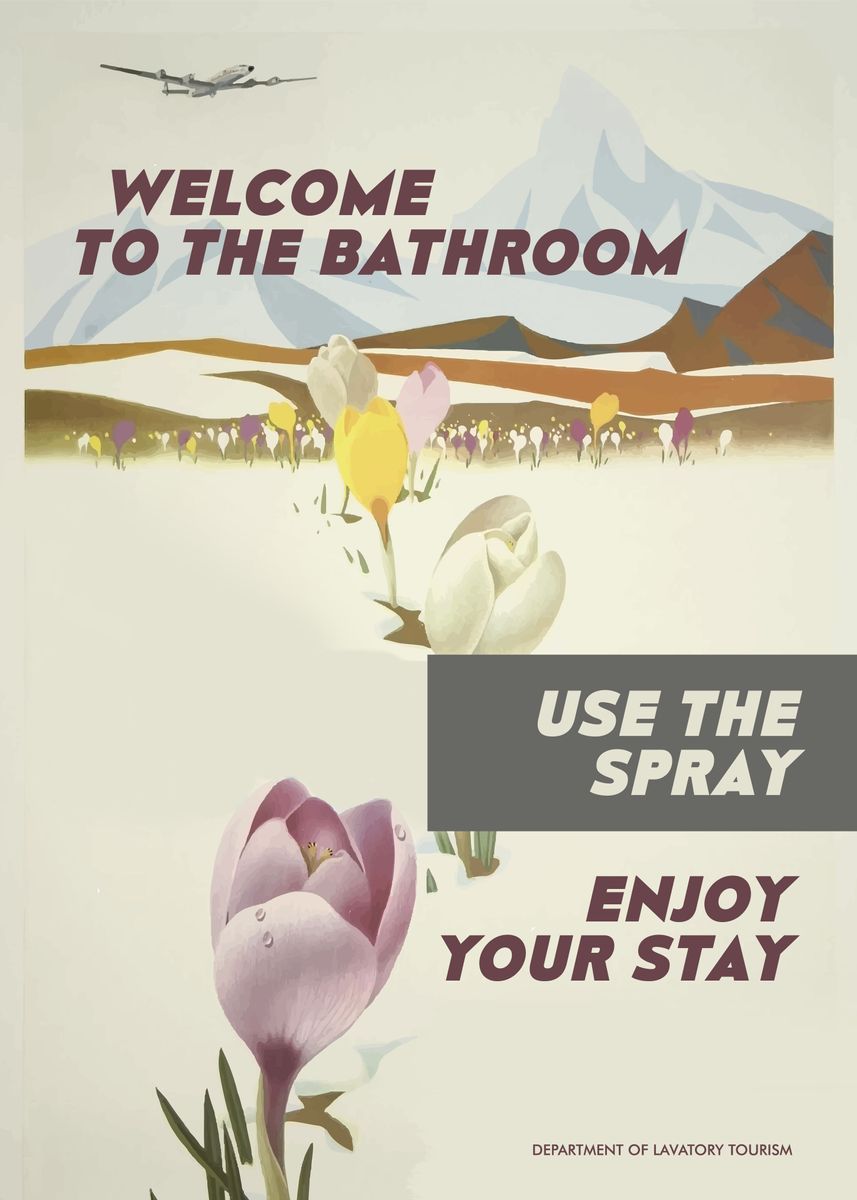 'Funny Bathroom USE SPRAY' Poster, picture, metal print, paint by Atomic Chinook | Displate